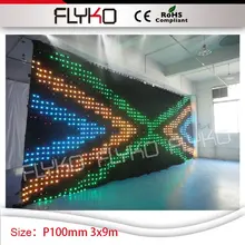 Портативная огнеупорная P10 шоу-рум украшения светодиодный занавес 3*9 м светодиодный видео занавес