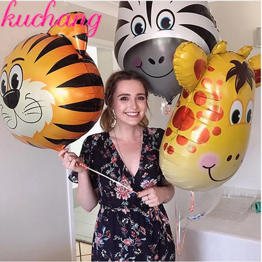 

1Pcs large 25inch 35inch Tiger Lions Zebra Cows Monkey Deer Giant Animal Head Foil Helium Balloon For Birthday Party Decorations