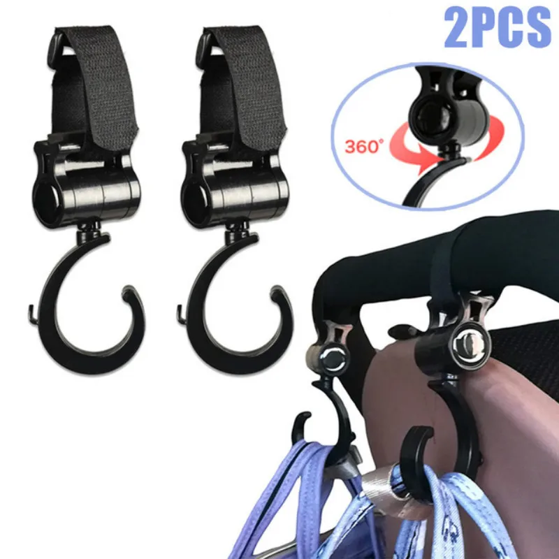

2pcs Baby Stroller Hook 360 Degree Rotating Cart Accessories Multi Hanger Carabiner Clip Pushchair Hooks Hanging Carrier Holder