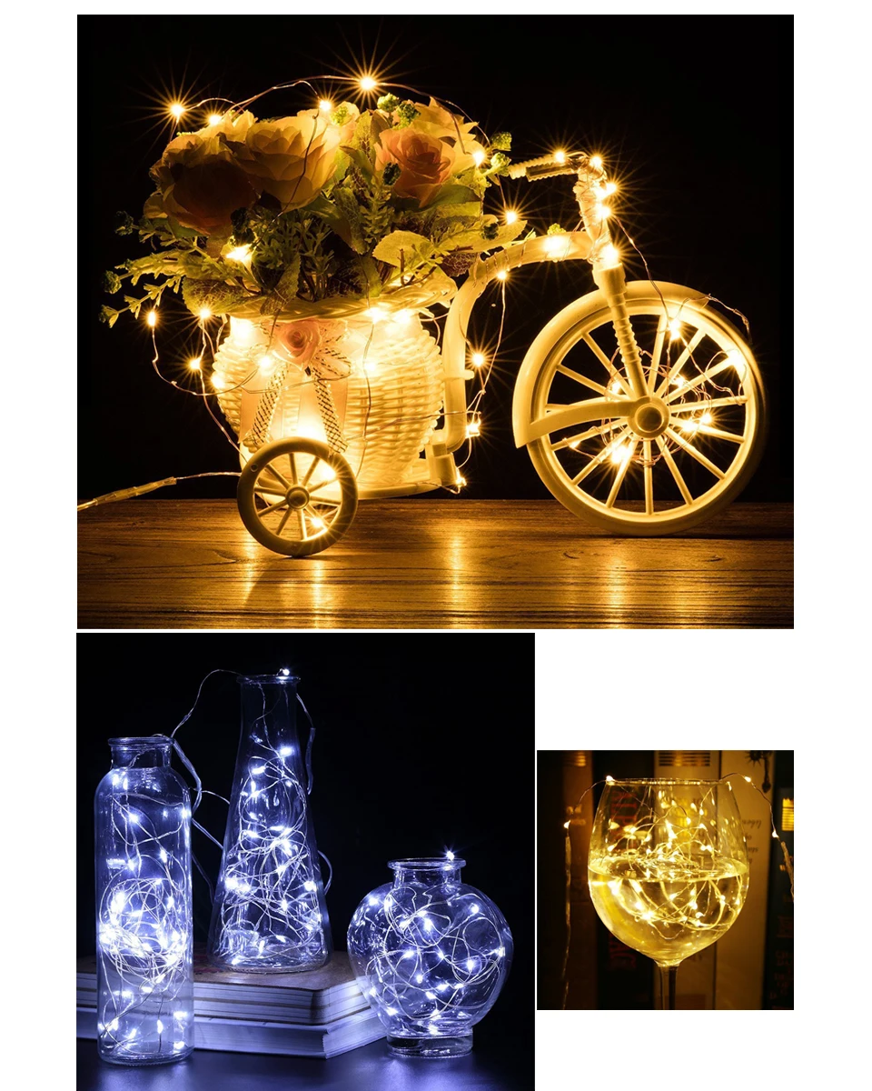 Зажим для фотографий лампа 1 м 2 м 5 м Рождественский декоративный светильник для дома Battrey power медный провод светодиодный светильник-Гирлянда Свадебный светильник