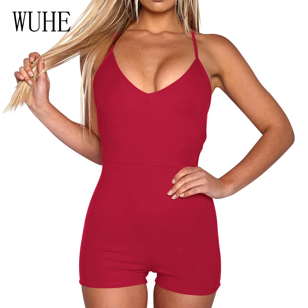 

WUHE Sexy Summer Hollow Out Bodysuit Women Fashion Halter Backless Lace-up Bodycon Body Feminino Overalls Rompers Women Jumpsuit