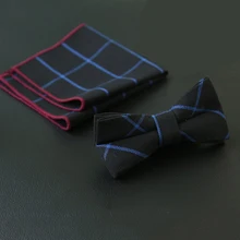 Mantieqingway хлопок плед Боути платок Набор для рубашки мужские свадебные галстуки карман квадратных Gravatas тонкий галстук