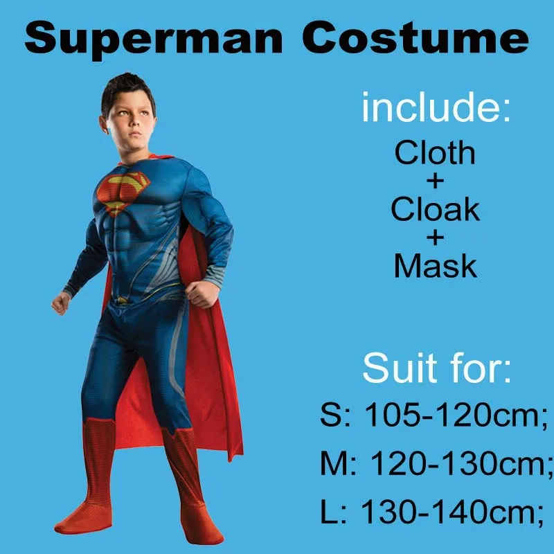 Purim Superman Costume For Kids 105 Between 140cm Halloween Childrens Superman Costume Cosplay Party Superman Dress For Kid