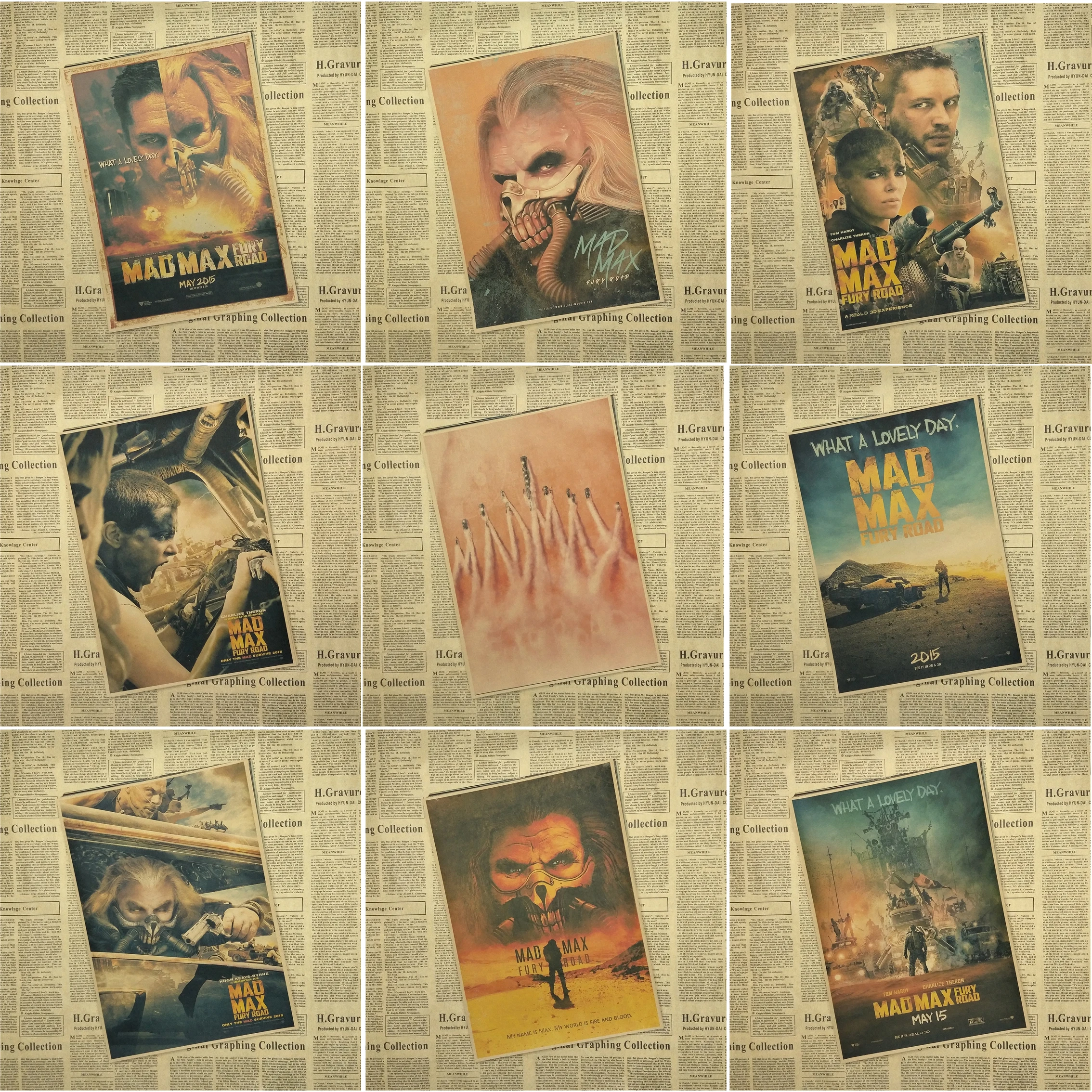 Mad max Fury road Tom Hardy Charlize Theron Movie Poster poster retro kraft paper sticker Vintage | Дом и сад