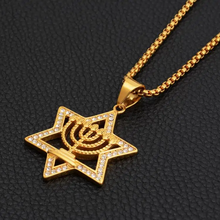 Ожерелье с иудейской звездой Давида, для женщин и мужчин, Израиль, Judaica, украшения с иудейской символикой, Happy hanukkah, подвески золотого цвета - Окраска металла: gold