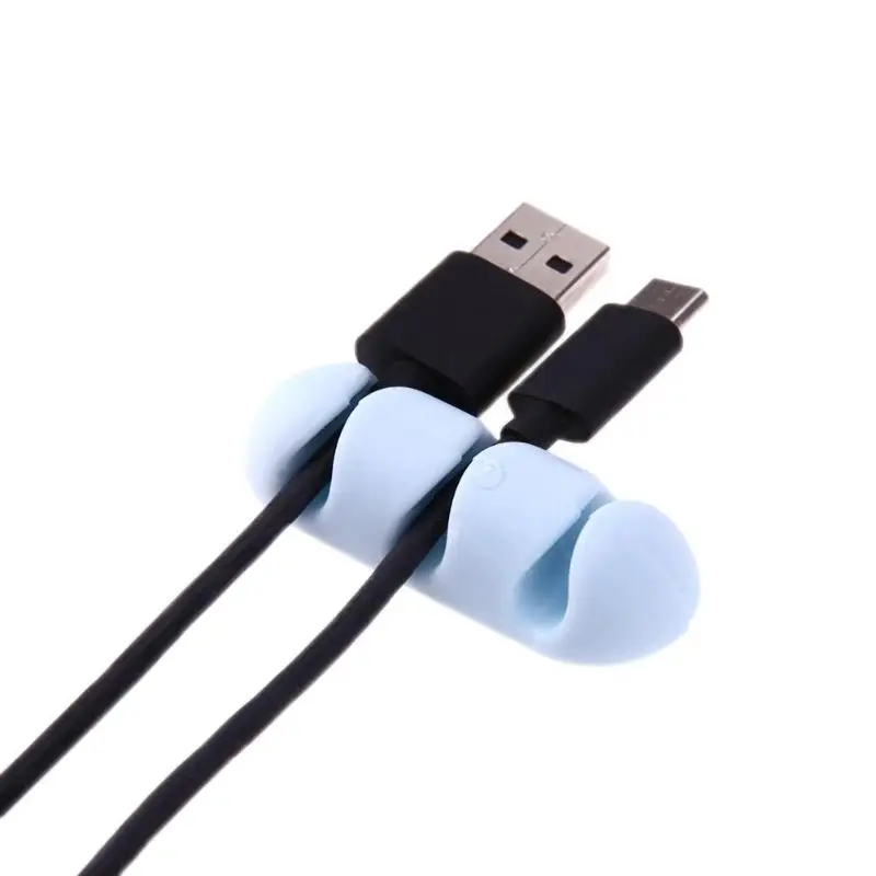 Новый 2 шт Мягкий силиконовый зажим для кабеля мобильного телефона USB органайзер