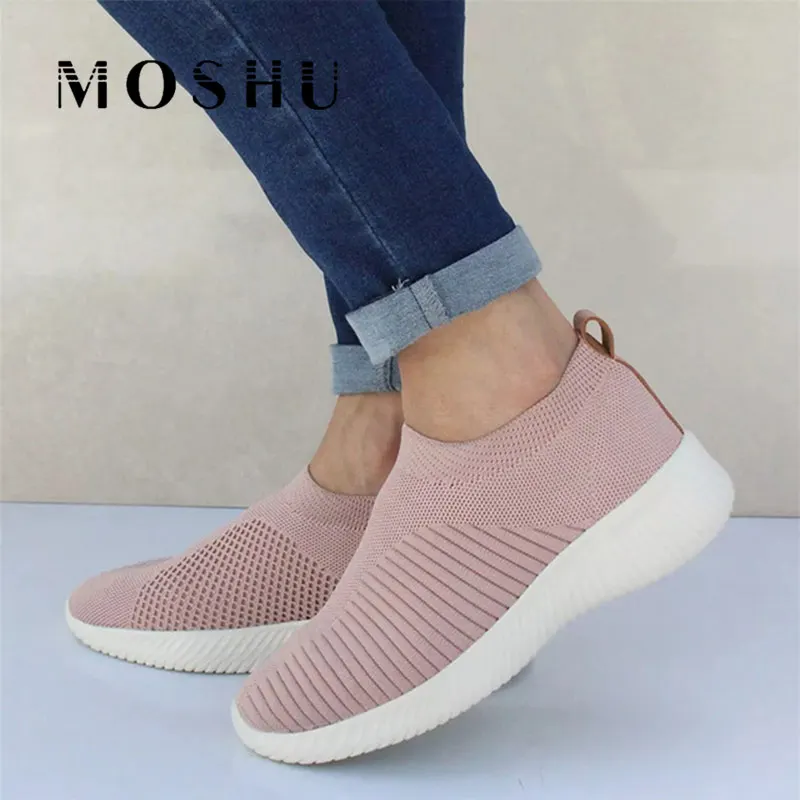 موضة رياضة المرأة المدربين حذاء مسطح محبوك مبركن شبكة الأبيض جورب رياضية تنيس feminino zapatillas رياضة موهير