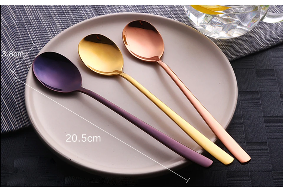 LIYIMENG 2PcsSet Stainless Steel Tableware Spoons Fashion Western Style Dinnerware2