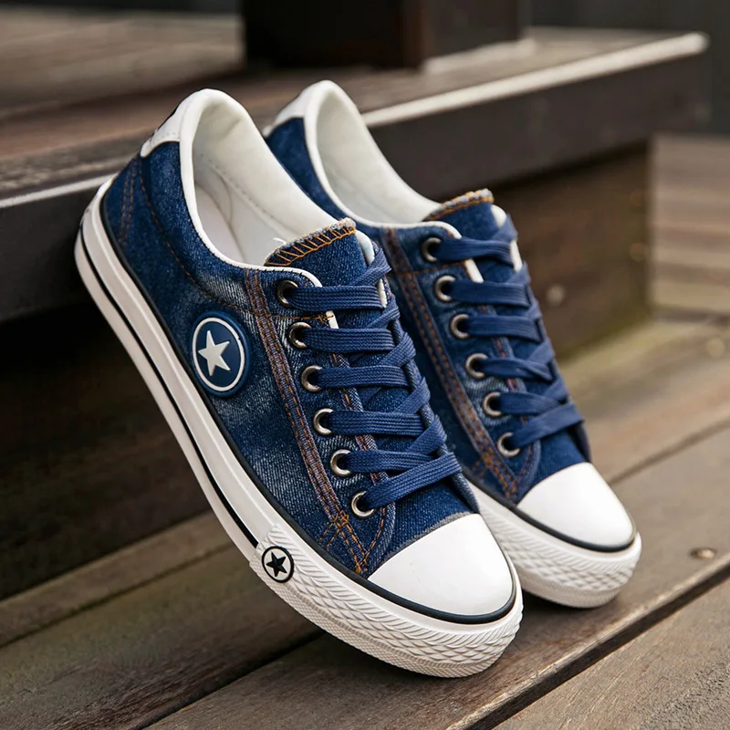 

XQKZDE Women Vulcanized Canvas Sneakers Casual Shoes Trainers Stars Ladies Rubber Sole Zapatos Mujer