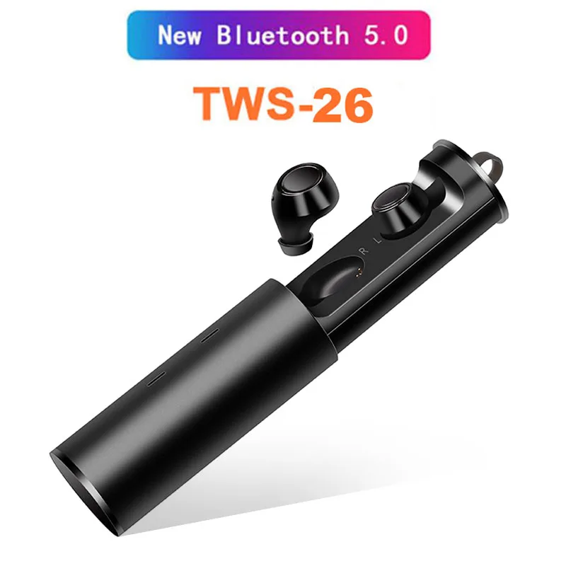

New TWS26 Bluetooth 5.0 Earphones In-Ear Wireless Stereo Earbuds Sports Earphone With Mic For xiaomi iphone huawei PK X3T X2T