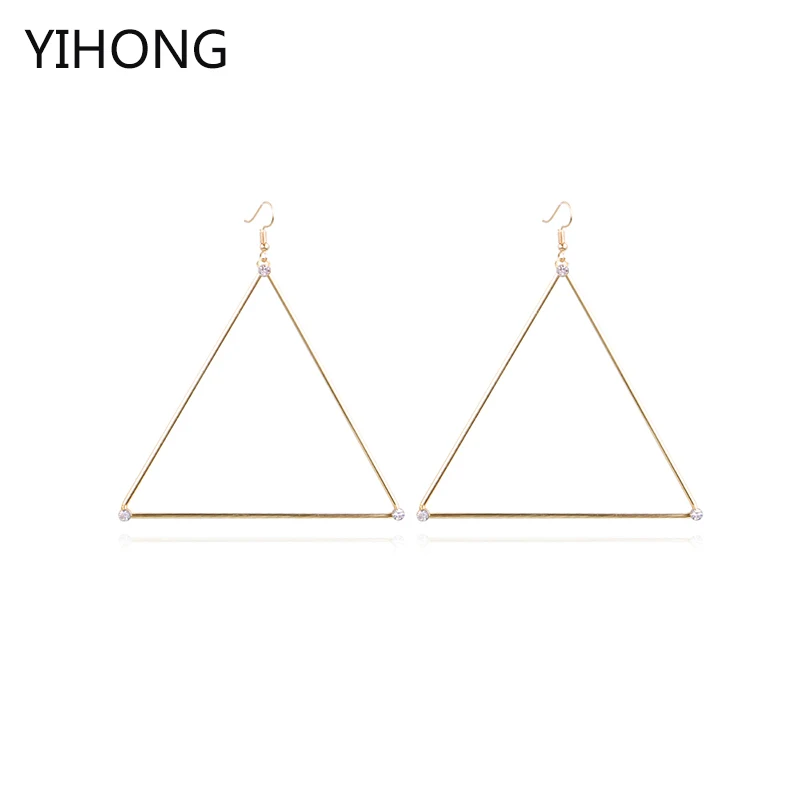 

Simple Geometric Triangle Earrings with Crystal Hollow Triangle Pendant Punk Drop Dangle Earrings for Fashion Women Jewelry