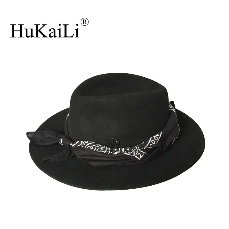 Весенняя и Летняя мода двойной m черно белая лента фетровые шляпы sunbonnet jazz hat thadee