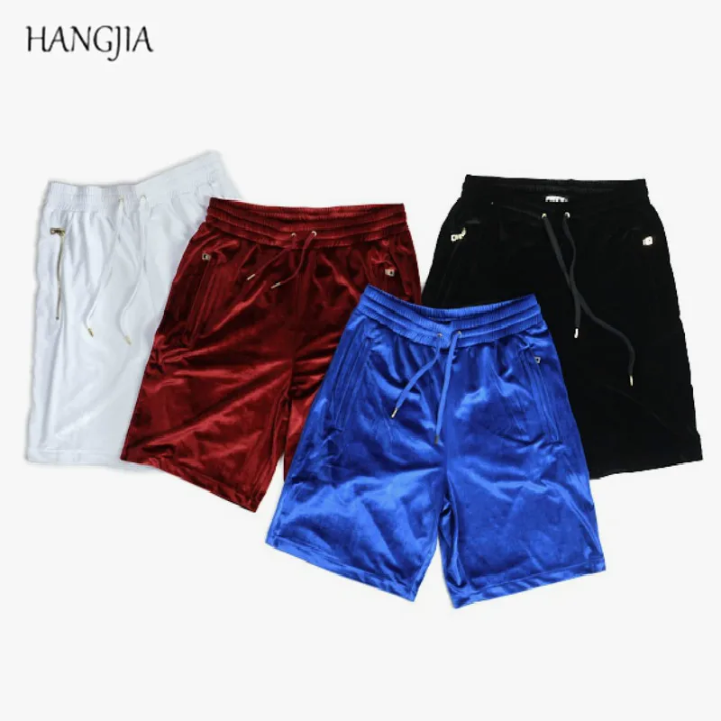 Nightclubs solid color velvet side of the zipper extension section shorts male KANYE WEST  with the paragraph