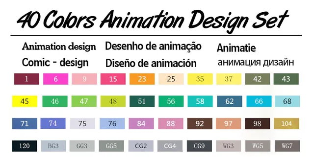 40 Animation Set Touchfive 30/40/60/80/168 Цвета ручка маркер комплект Dual Head эскиз маркеры кисточки ручка для рисования манга анимация дизайн товары для рукоделия - Цвет: 40 Animation Set