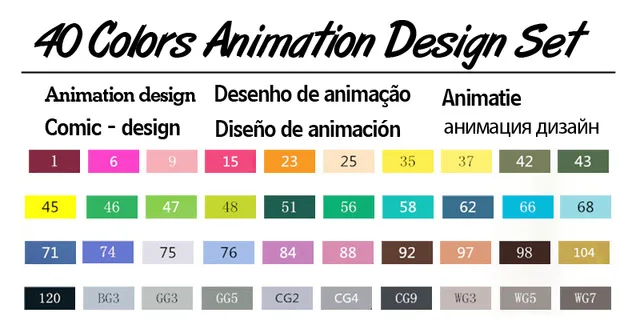 TouchFive Художественный набор маркеров для эскизов, кисть для рисования, манга, анимационный дизайн, 168 цветов, двухглавый алкогольный маркер с чернилами на масляной основе - Цвет: 40 Animation Set