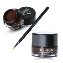 4 цвета подводка-кушон для век водонепроницаемый макияж черный зеленый коричневый синий подводка для глаз с кисть, косметические инструменты