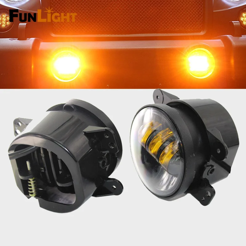 Funlight Auto Parts Yellow Fog Light, Led Chip 4' 'Led fog light, 30Watt 4Inch Led Fog Light For Jeep Wrangler Jk  (13)