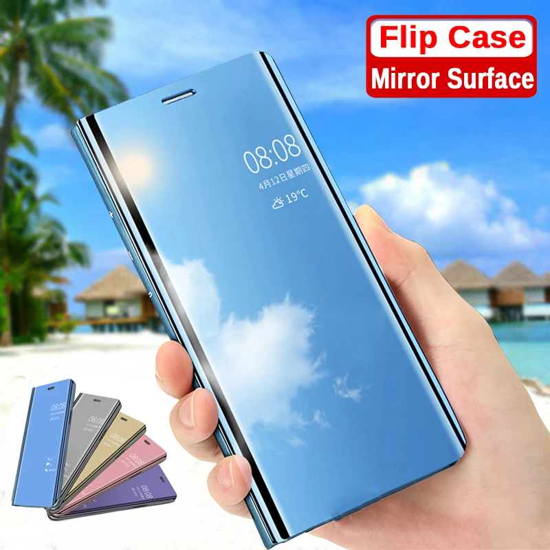

Leather cases on For Huawei Honor 20 case Back Cover Smart Mirror Flip Case On Honor 20 YAL-L41 Honor20 YAL-L21 Lite huawey capa