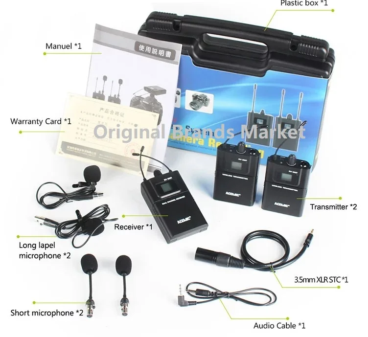 Аккумуляторная двухканальная беспроводная камера DV 200 UHF/DSLR/мобильный телефон/i