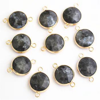 

Gazelle Gold Color Natural Stone Necklace Charms Moonlight Bead Bulk Bracelet Necklace Connector For DIY Fashion Jewelry Making