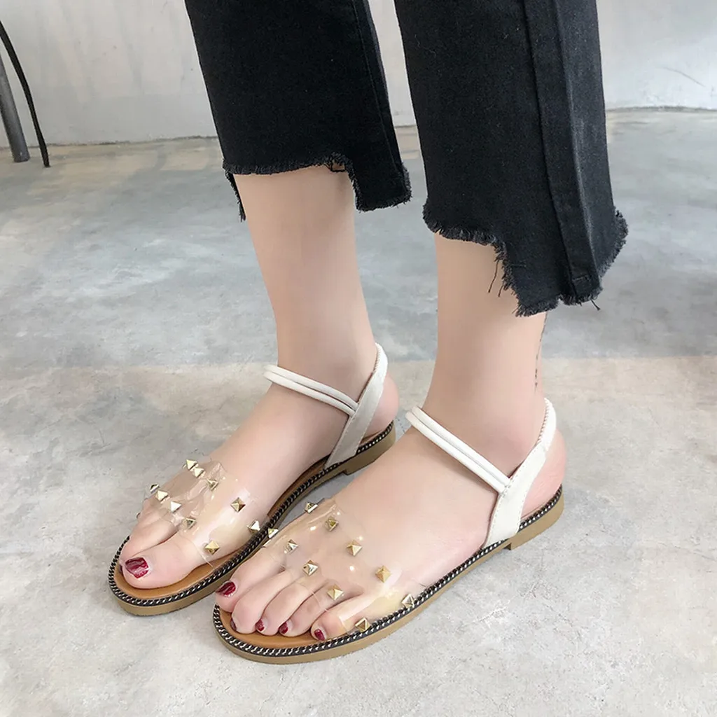 

MUQGEW Flat Shoes Women's Shoes Sandals Non-Slip Summer Women Leather Sandals And Slippers Flat Ankle Beach Shoes Hot Sale 2019