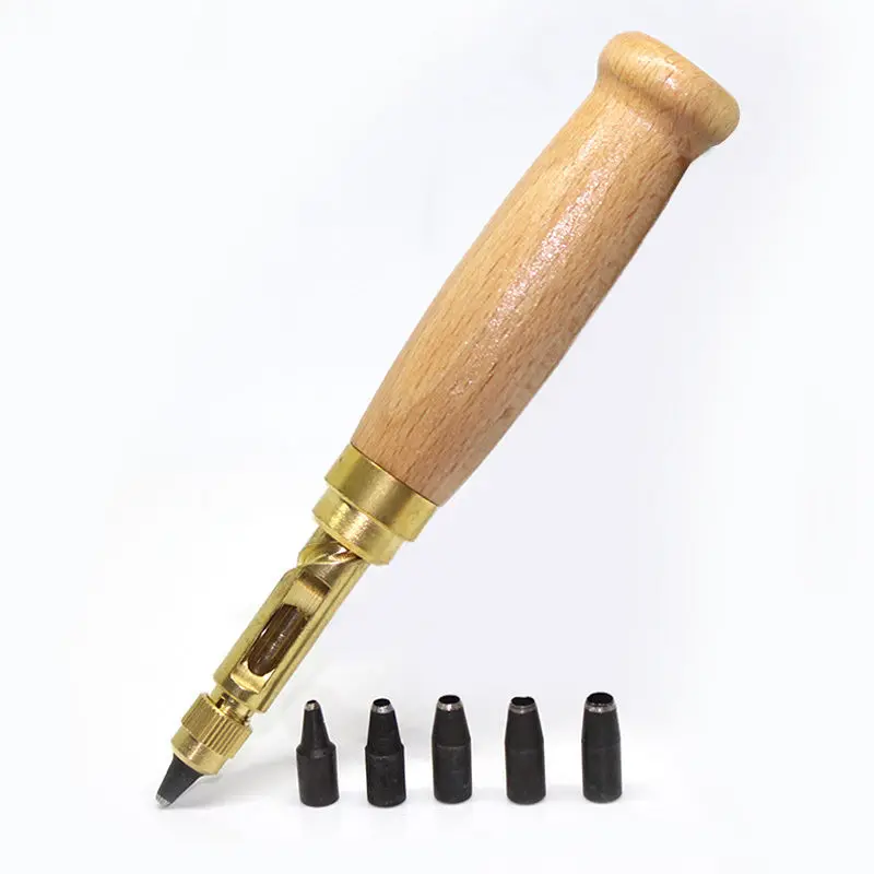 

Leather Tool Book Drill for Sewing Leather Paper Craft Kit Automatic Screw Round Hole Punch Handwork Auto 6 Tips Size 1.5-4mm