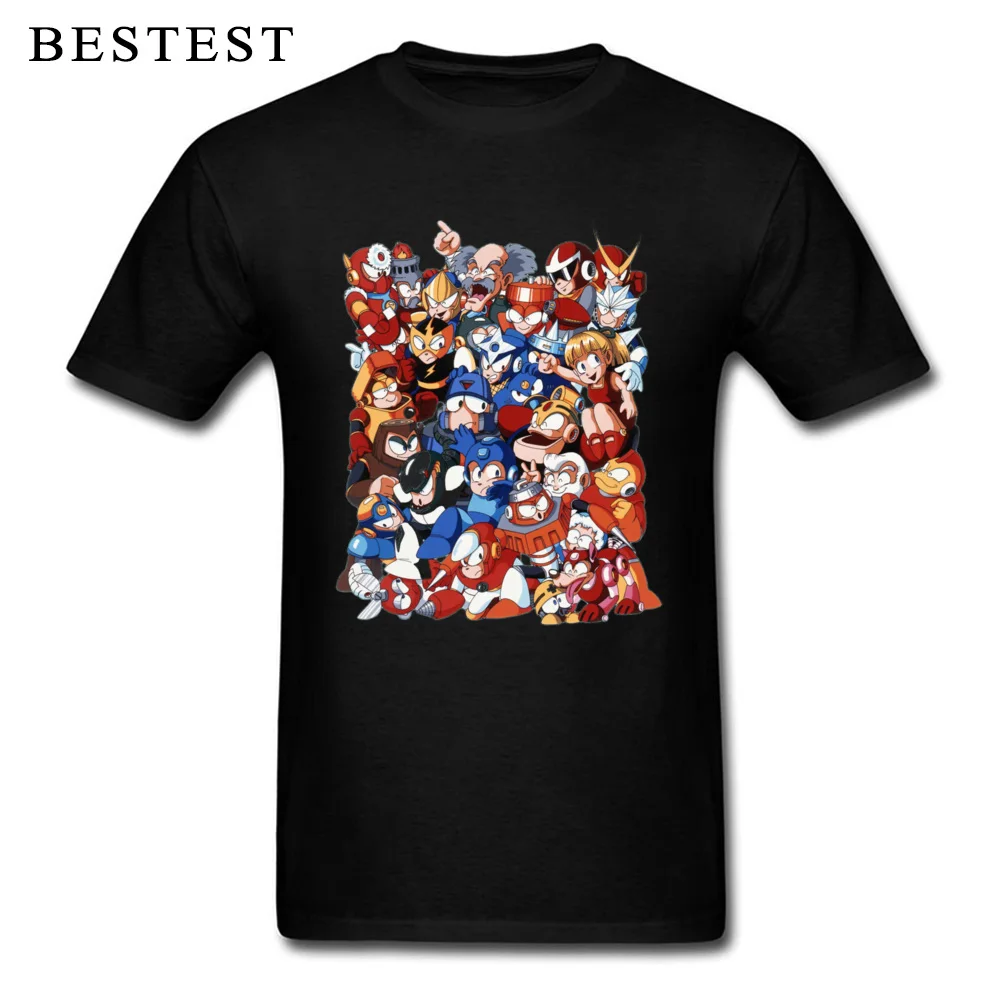 Custom Classic Mega Man characters 7427 T-shirts for Men Fashion Father Day O-Neck 100% Cotton Short Sleeve T-shirts T Shirts Classic Mega Man characters 7427 black