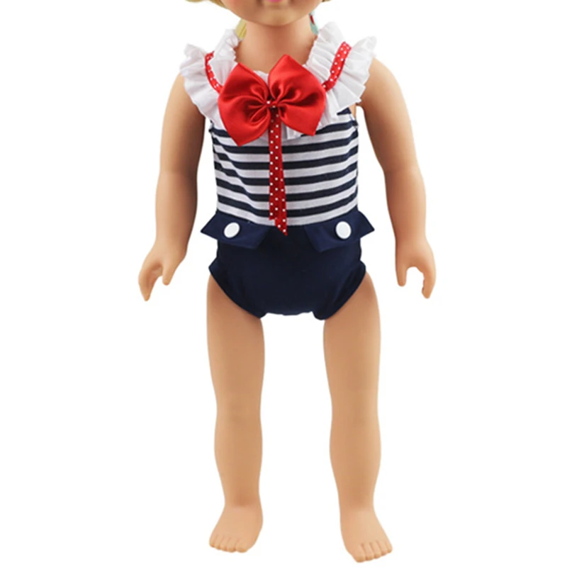 

baby dolls clothes 43cm Adornment for doll in doll striped fashion swimsuit for 18 inches reborn baby Accessories