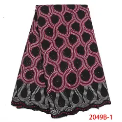 100% хлопок кружевной ткани Африканский кружевной ткани 2018 швейцарский вуаль кружева в свиц вышитые сухой хлопок кружевной ткани платье QF2049B