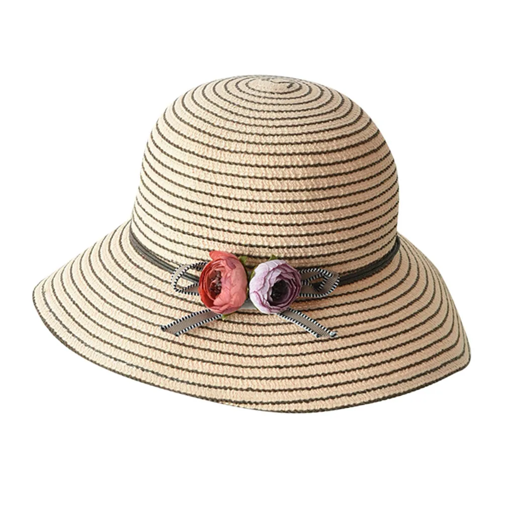 

Wide Brimmed winter hats for women Floppy Foldable Cotton hat baseball cap summer Striped Summer Sun Beach Hat zonnehoed dame#P7