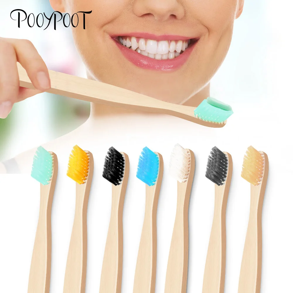 

Pooypoot Travel Bamboo Toothbrush Soft Bristle Tooth Brush Teeth Whitening Portable Teeth Brush Eco Friendly Products Oral Care