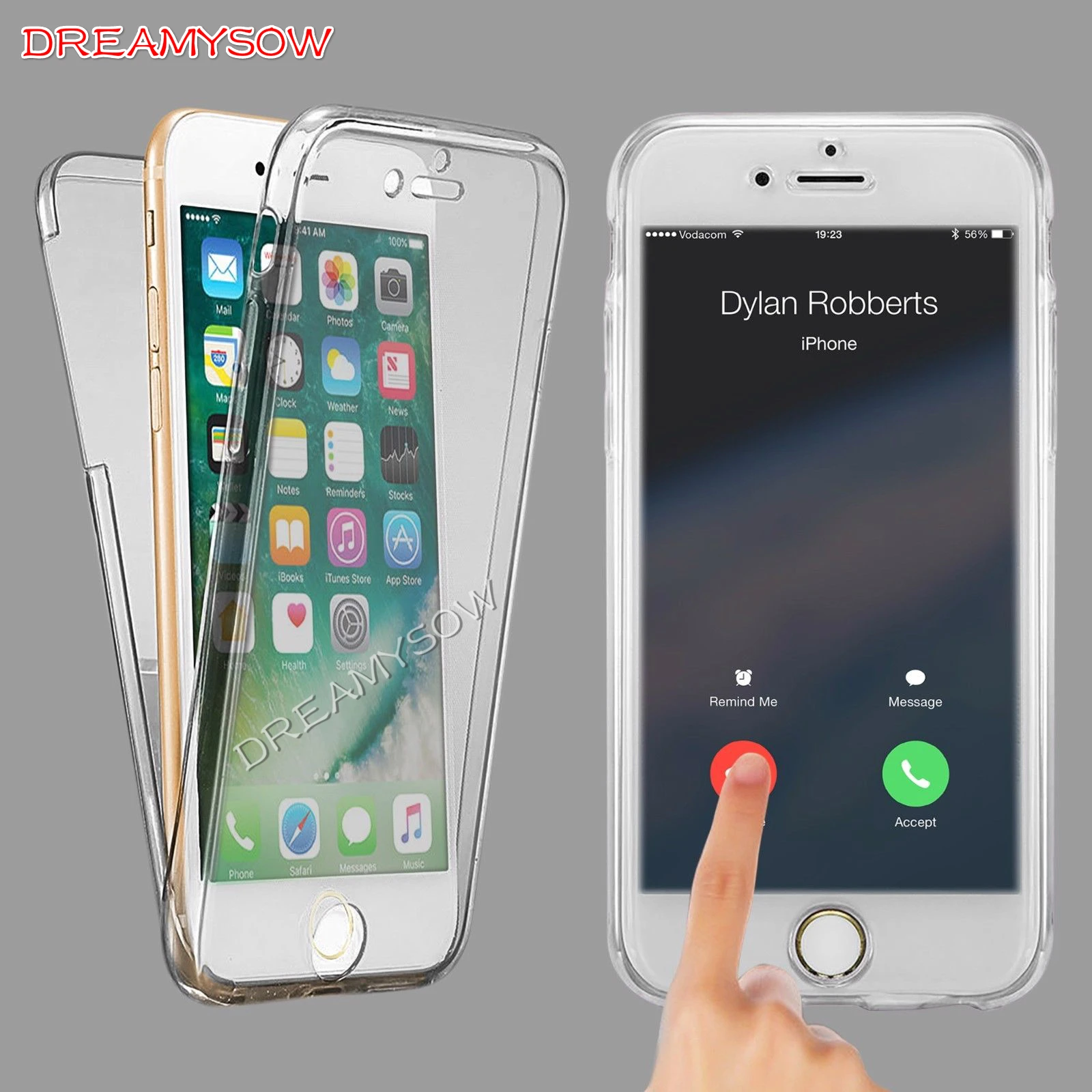 

Front +Back Touchable Cover For iPhone 8 8Plus X XS XR XS max 7 7 Plus 6S Plus 5S Transparent Full Body Protective Soft TPU Case