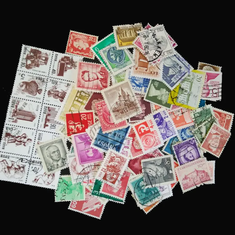 100 шт./лот использованные бумажные винтажные почтовые марки Between1960 и 2000 для сбора