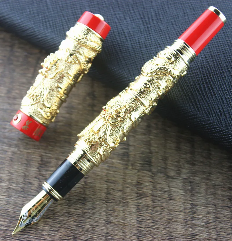 

Jinhao Luxury Two Dragon Play Pearl Fountain Pen with for Gift Metal ink Pen Free Shipping