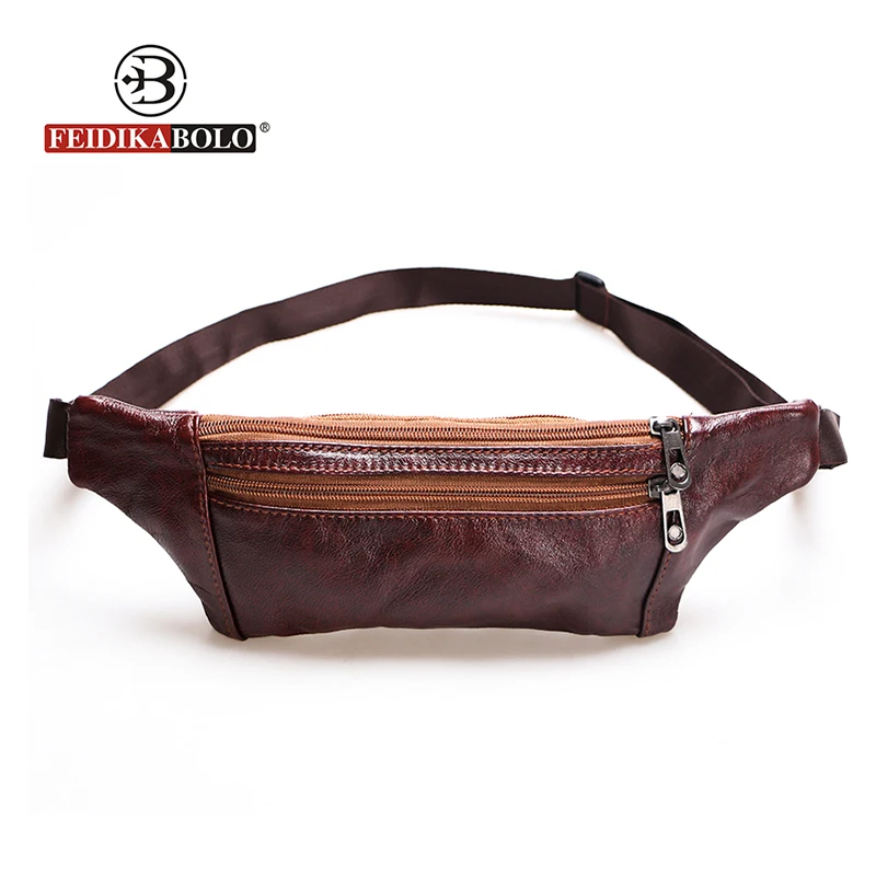 

Ultra-thin Genuine Leather Fanny Pack Waist Bag Male Belt Bags Men Brown Waist Pack Wallet And Purse Bags For Men 2018 Heuptas