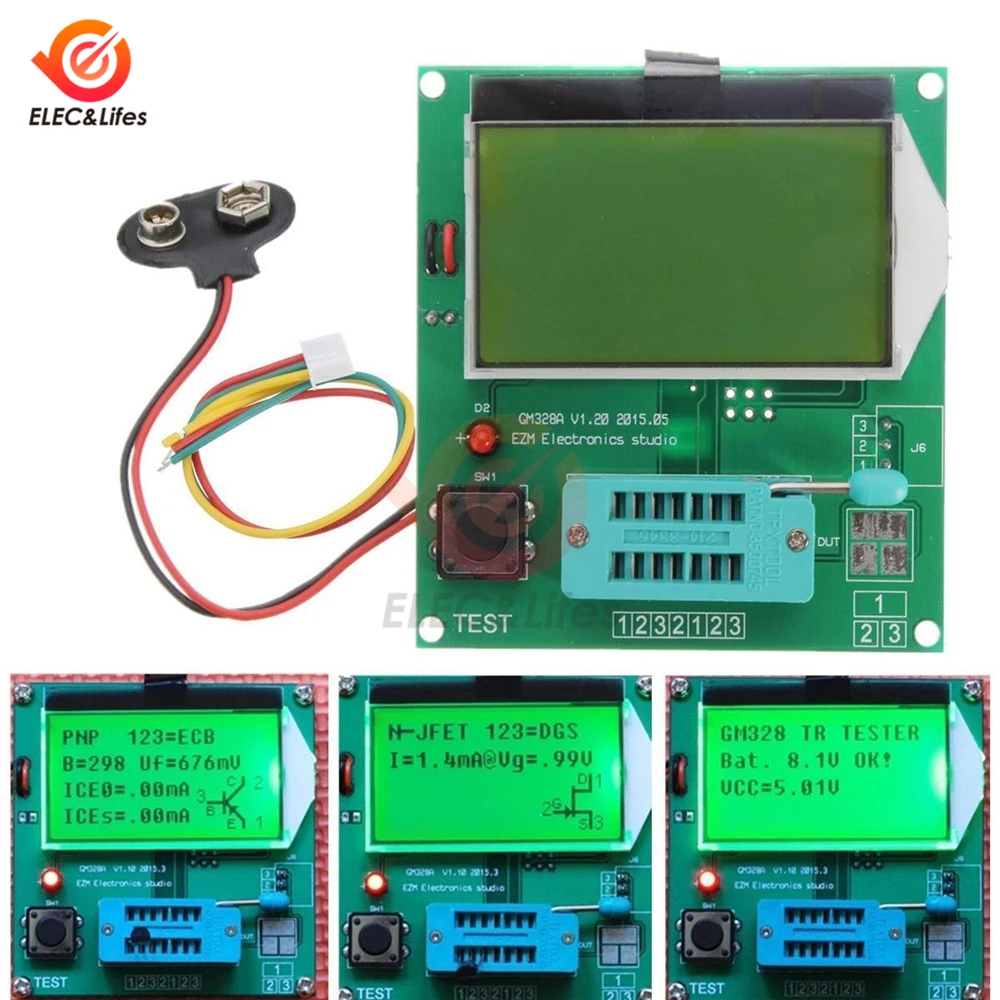 ЖК-цифровой GM328A GM328 Транзистор тестер измеритель емкости LCR \ RLC \ PWM \ ESR метр MOS/PNP/NPN V2PO биполярный транзисторный детектор