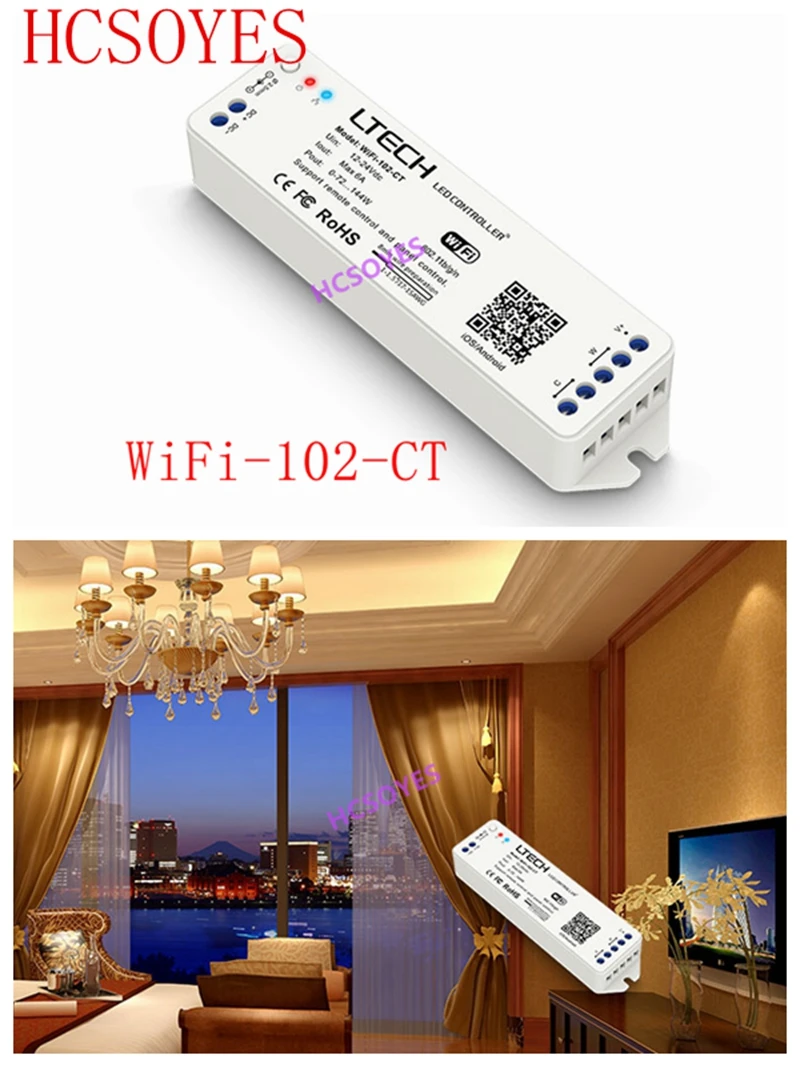 

LTECH WiFi-102-CT 2.4GHZ LED WiFi Controller for CT Led light Input Voltage DC12-24V