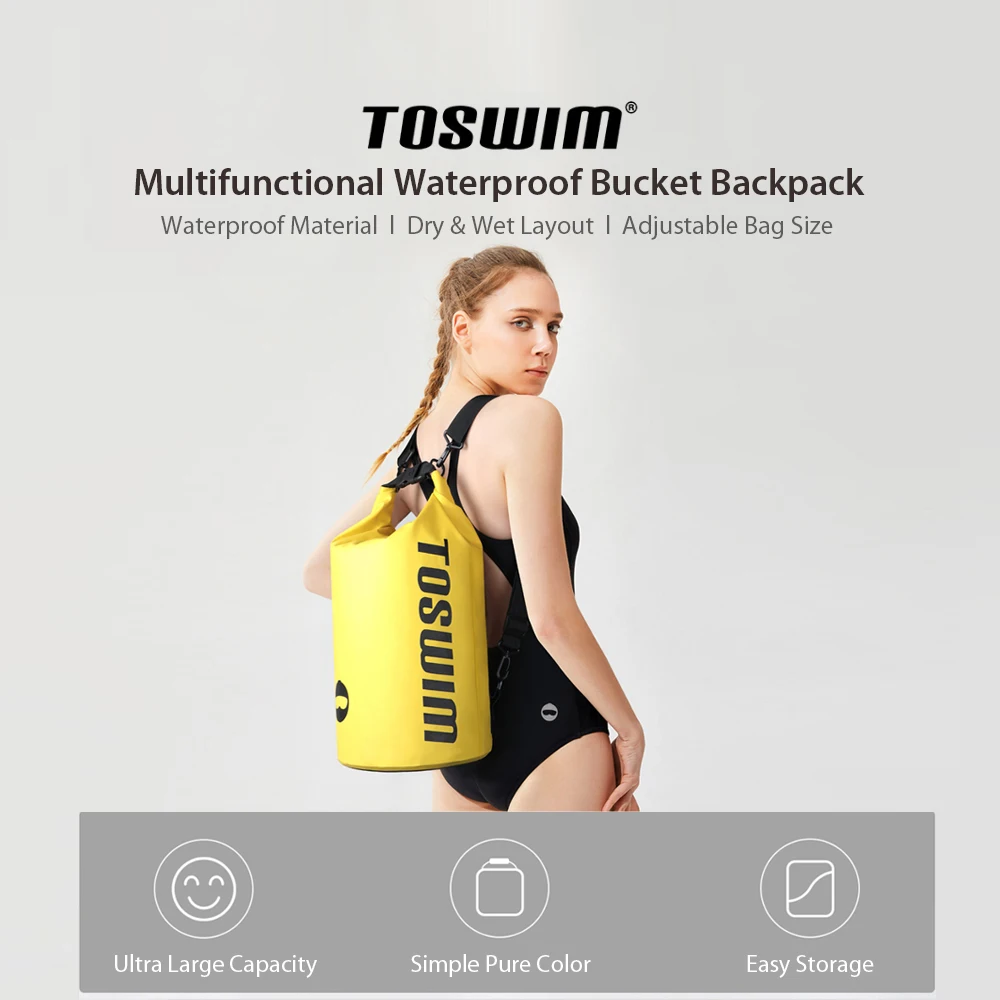 Xiaomi Toswim многофункциональная Водонепроницаемая корзина рюкзак сумка чистого цвета большой емкости для хранения плавания пляжная спортивная сумка для спортзала 15L