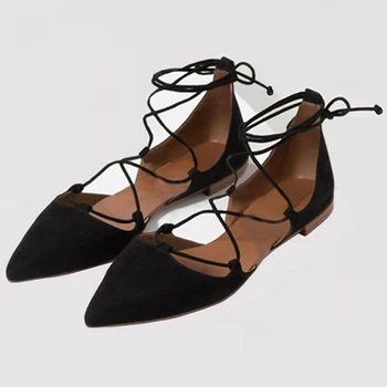 

Vogue Lace Up Cross-tie Gladiator Sandals Women Pointed Toe Flat Sandals Women Sexy Black Party Sandals Beach Shoes SWC0202