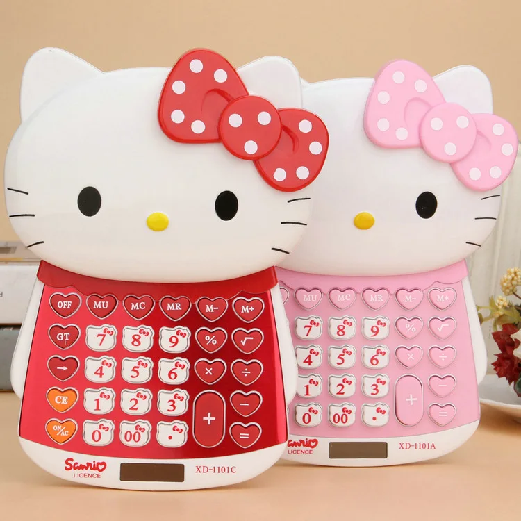 Рисунок «Hello Kitty» двойной Мощность калькулятор AAA Батарея + Солнечная общего назначения 12 разрядный Дисплей калькулятор, доставка Нет