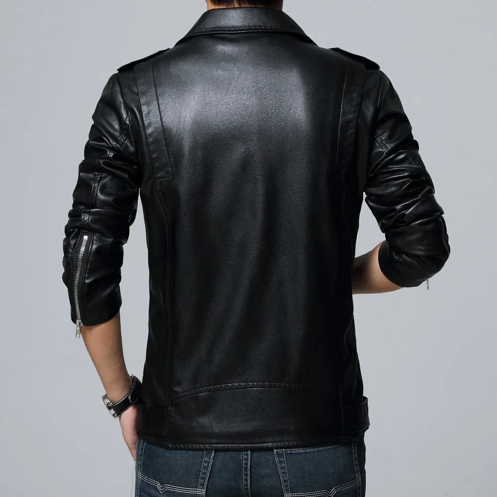 LONMMY Leather jacket men Oblique zipper PU Suede windbreaker mens leather coat jacket Outerwear Slim fit Red 2018 Autumn Spring