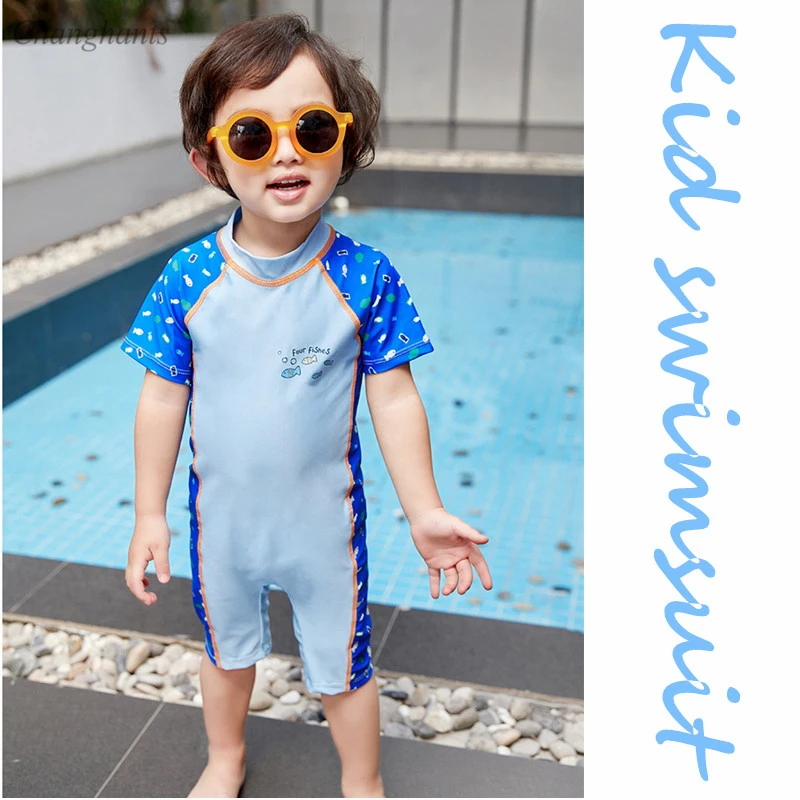 

2019 New Models Kid 12-7 year Boy swimsuit one piece swimwear Surfing suit Children Half sleeve bathing suits Swim wear swimming