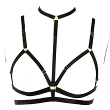 Черный восточном стиле топы для Для женщин клетка бюстгальтер упругие отрегулировать ремешками бикини выдалбливают бюстгальтер гот Связывание Белье жгут ремень