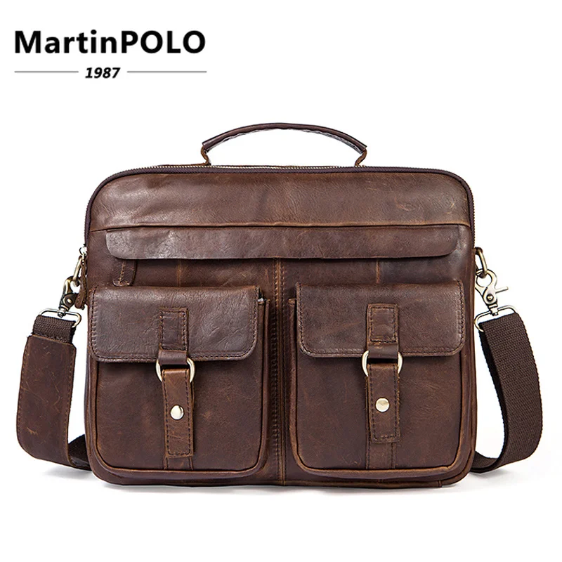 

Messenger Bags men Genuine Leather Briefcases Male Men for Documents Laptop Leather business bags handbags men's briefcases 8001