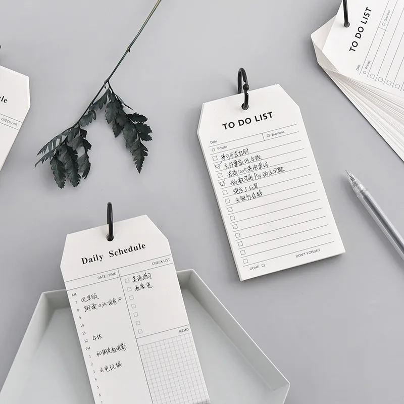 

To do list/Daily Schedule Memo Pad Binder Ring Easy Flip Time Planner Cards Kraft Paper Sticky Notes For Learning School Supplie