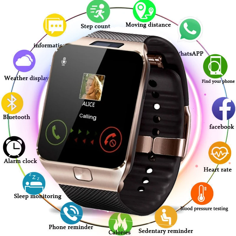 

Smart Watch Clock With Sim Card Slot Push Message Bluetooth Connectivity Android Phone Better Than DZ09 Smartwatch Men Watch