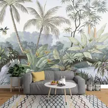 Пользовательские обои настенные росписи наклейки Ретро Ностальгический тропический лес дерево сельская местность фреска фон стены G024
