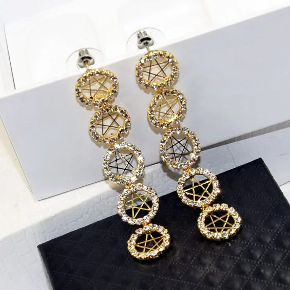 

Charmcci Fashion Luxury Full Crystal Rhinestones Star Long Statement Drop Earrings Wedding Women Party Jewelry Accessories
