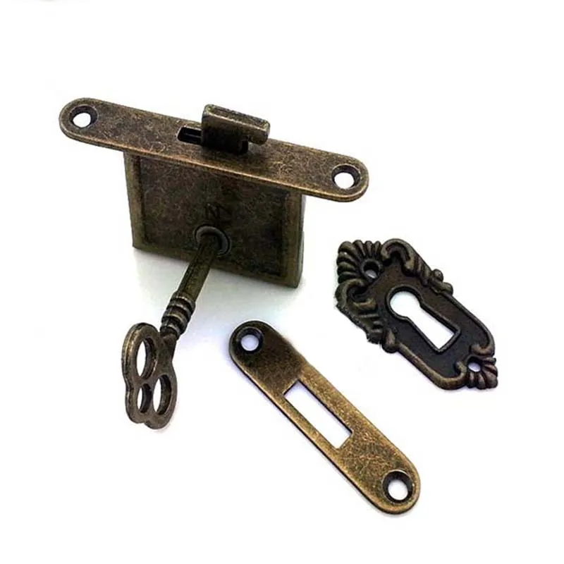 Retro Style Antique drawer lock Chinese green bron...