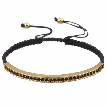 

Louleur 4 Colors Fashion Braided Rope Bracelet Men Pave CZ Charm Bracelet Adjustable Weave Cord Punk Bracelet Bangle For Couple